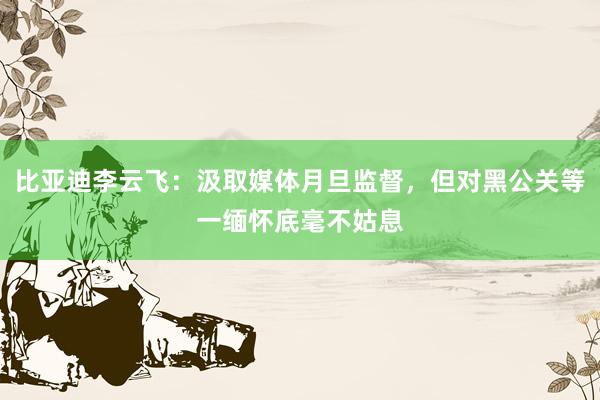 比亚迪李云飞：汲取媒体月旦监督，但对黑公关等一缅怀底毫不姑息